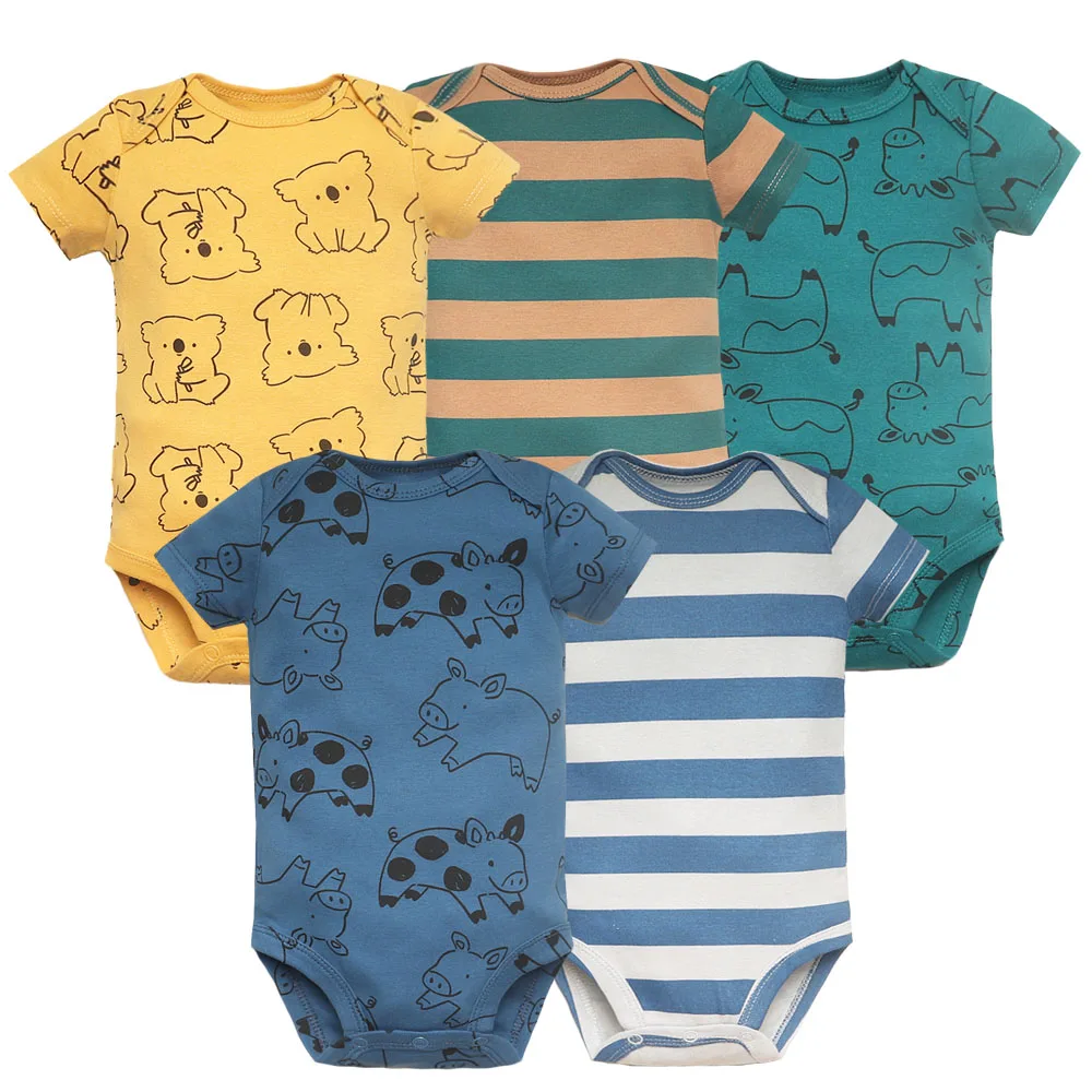 5PCS/Lot Newborn 100% Cotton Baby Boy Girl Clothes Short Sleeve Soft Baby Bodysuits Infant Bebe Clothing Baby Shower Gifts