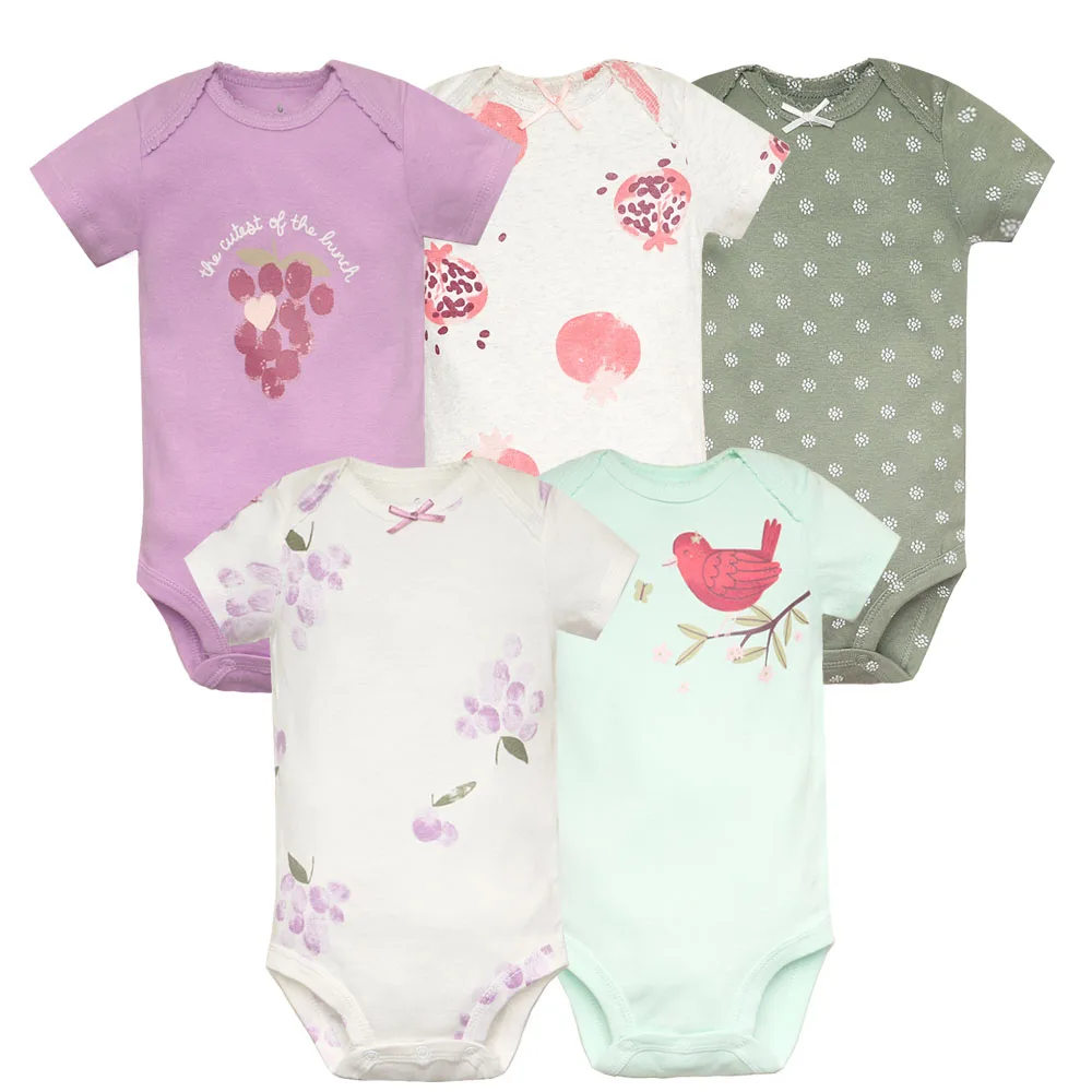 5PCS/Lot Newborn 100% Cotton Baby Boy Girl Clothes Short Sleeve Soft Baby Bodysuits Infant Bebe Clothing Baby Shower Gifts