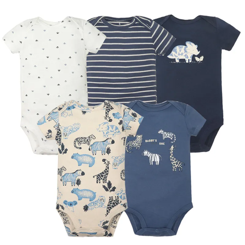 5PCS/Lot Newborn 100% Cotton Baby Boy Girl Clothes Short Sleeve Soft Baby Bodysuits Infant Bebe Clothing Baby Shower Gifts