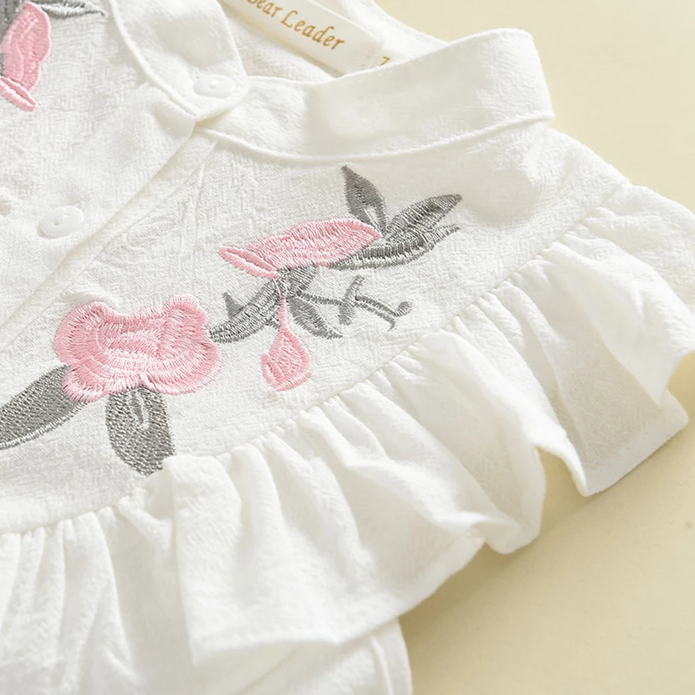 Bear Leader Girls' Clothing Set 2025 Summer New Casual Children's Embroidered Sleeveless Shirt+Shorts Set Girls' Baby Clothing