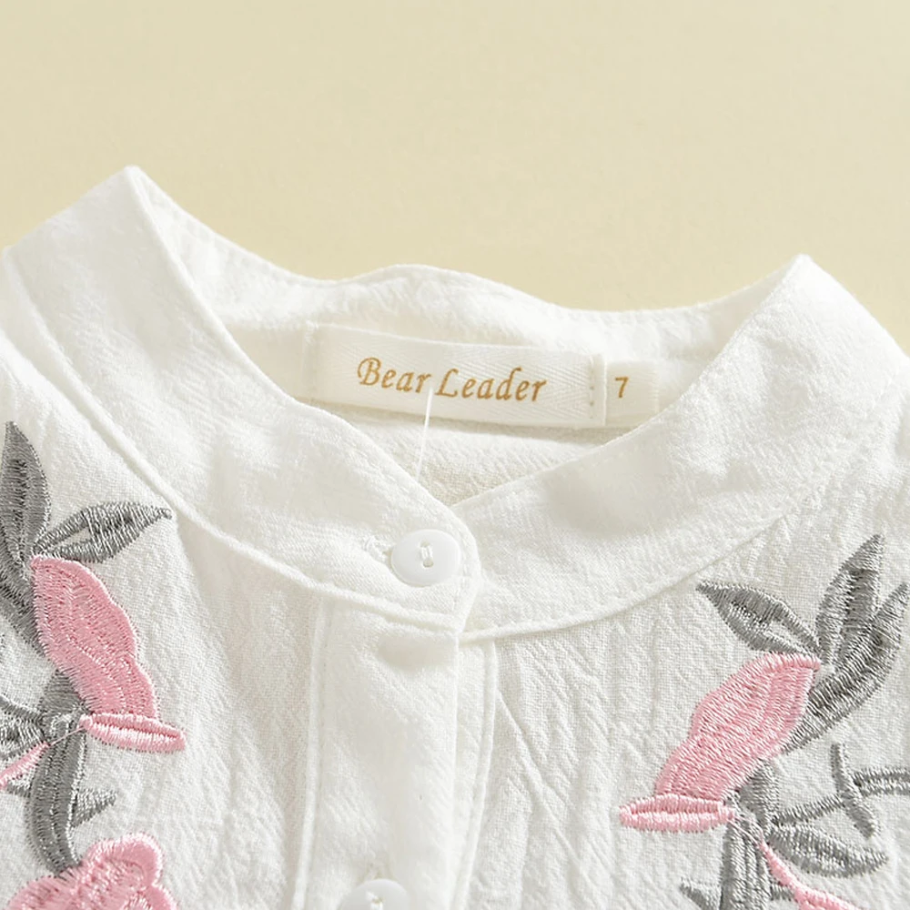 Bear Leader Girls' Clothing Set 2025 Summer New Casual Children's Embroidered Sleeveless Shirt+Shorts Set Girls' Baby Clothing