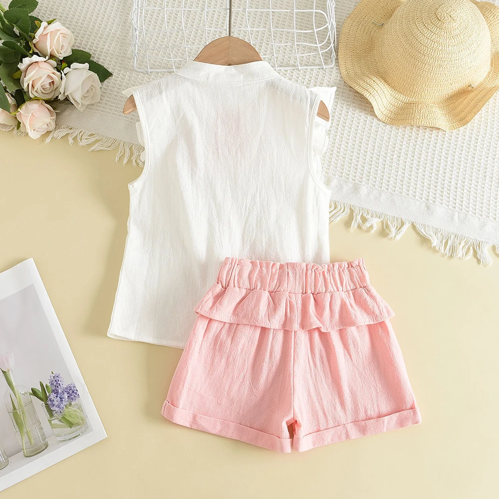 Bear Leader Girls' Clothing Set 2025 Summer New Casual Children's Embroidered Sleeveless Shirt+Shorts Set Girls' Baby Clothing