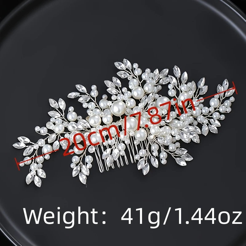 Luxurious Pearl Hair Comb Headband Rhinestone Pearl Hair Accessories For Women Wedding Accessories Tiara Headpiece