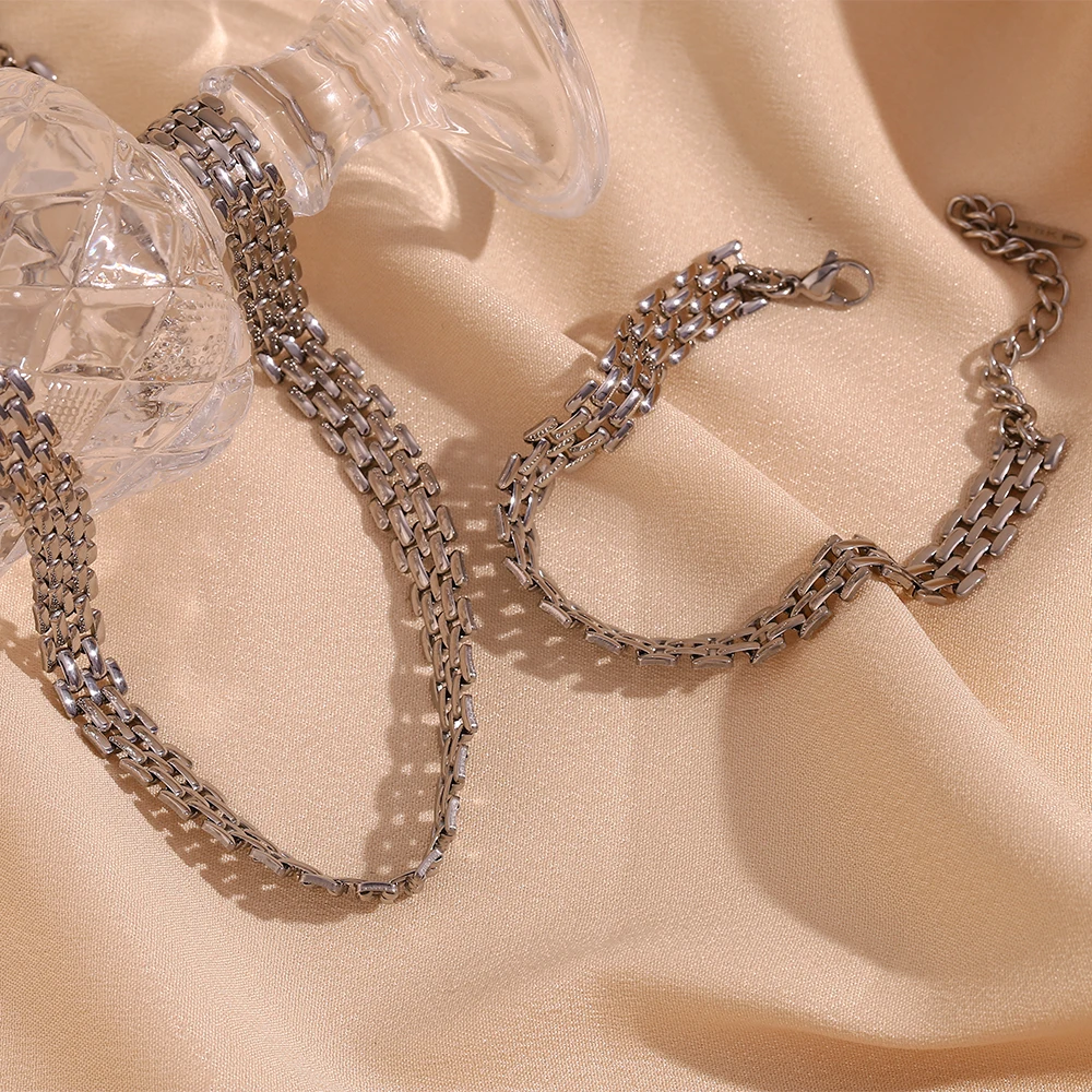 E.B.belle New Watch Strap Chain Bracelet Necklace 18K Gold Plated Jewelry 316L Stainless Steel Bracelet for Women Accessories