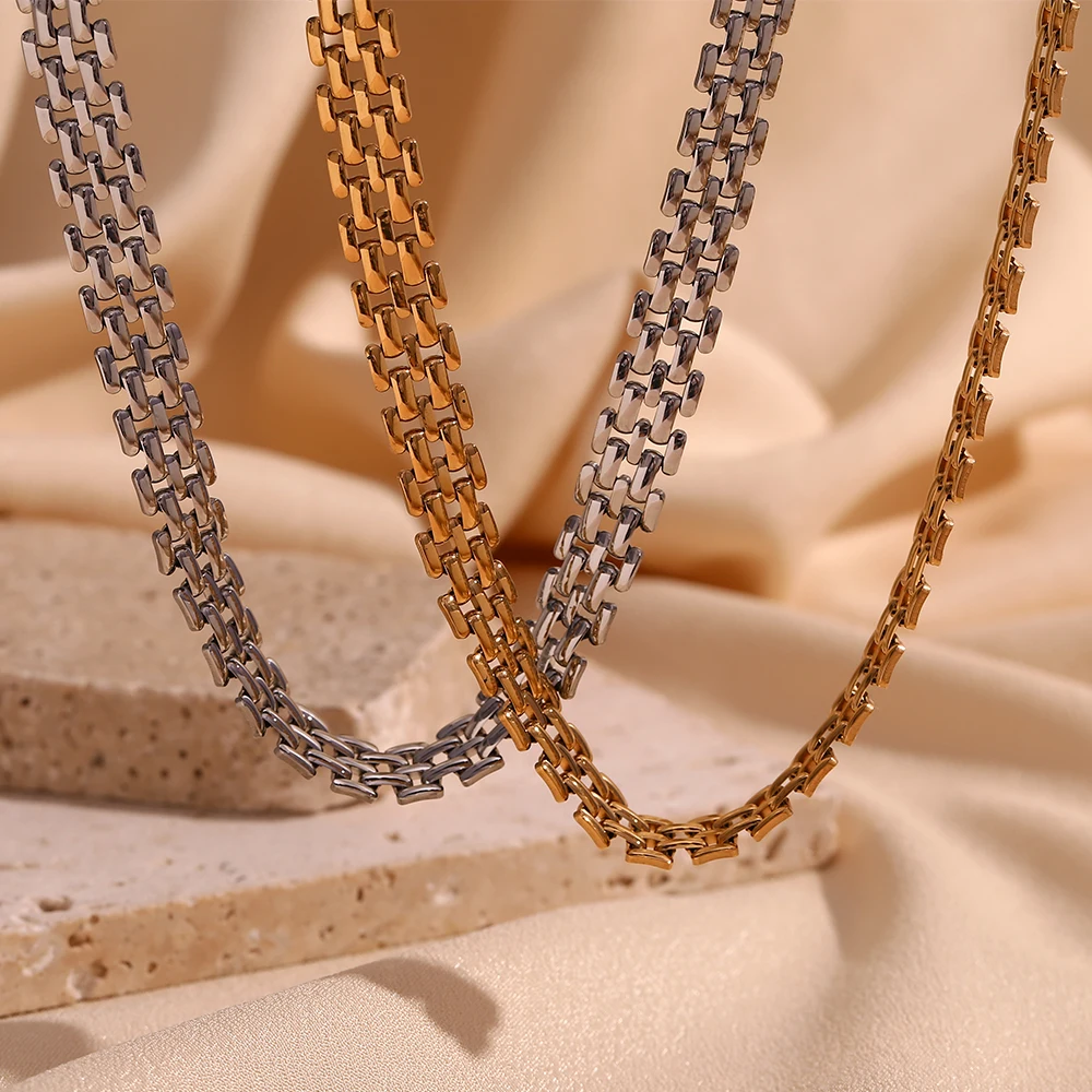 E.B.belle New Watch Strap Chain Bracelet Necklace 18K Gold Plated Jewelry 316L Stainless Steel Bracelet for Women Accessories
