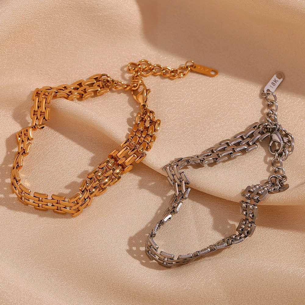 E.B.belle New Watch Strap Chain Bracelet Necklace 18K Gold Plated Jewelry 316L Stainless Steel Bracelet for Women Accessories