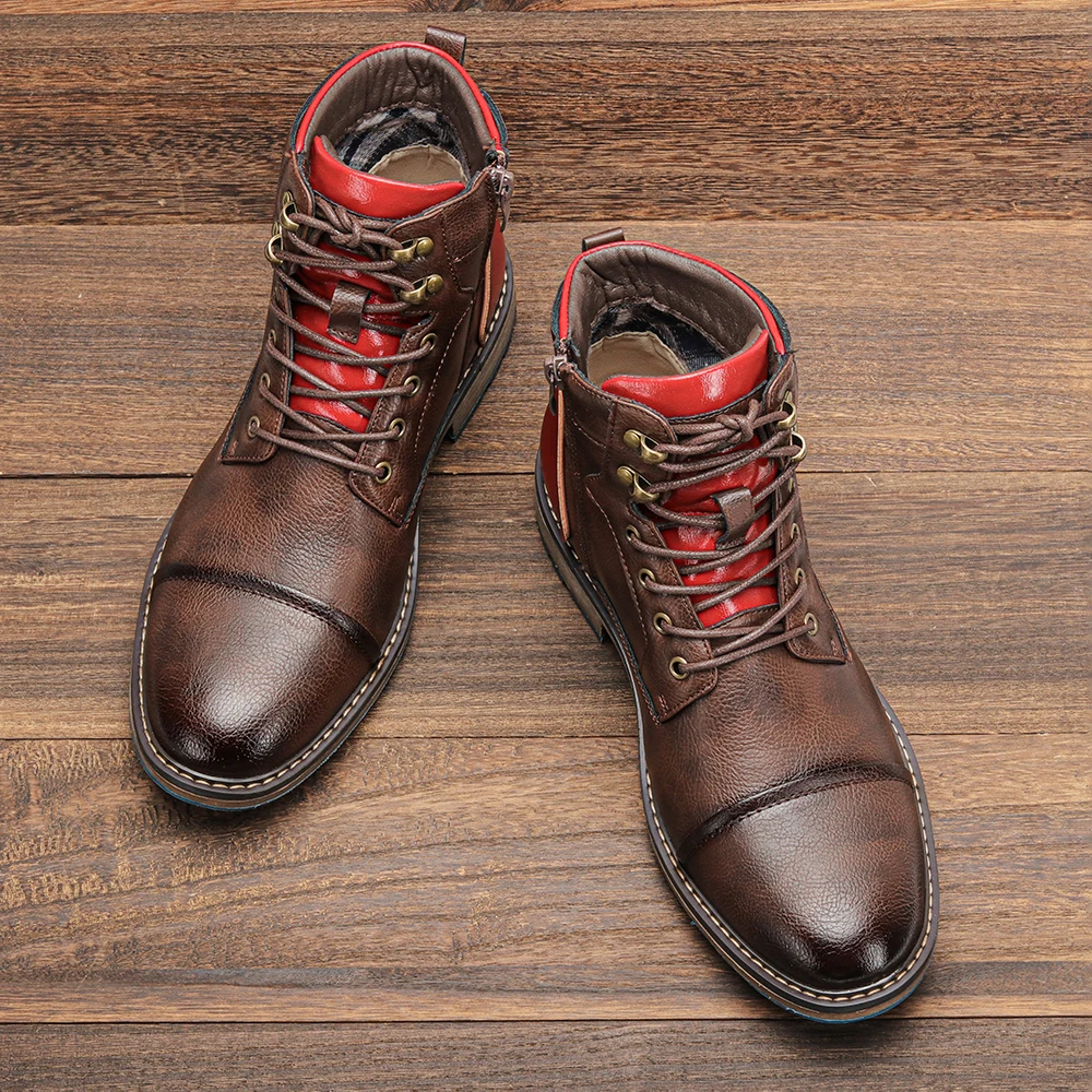 Size 7~13 Retro Men Boots 2023 Fashion Comfortable Spring Leather Boots