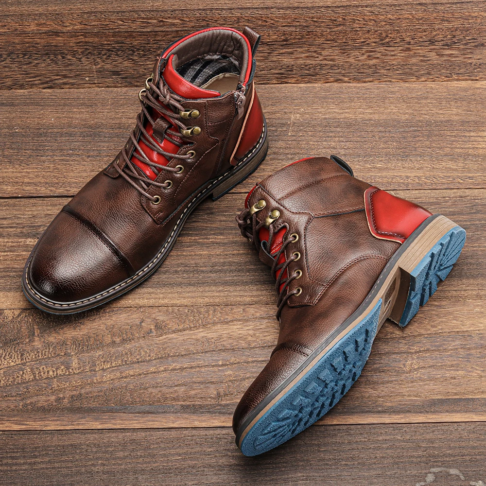 Size 7~13 Retro Men Boots 2023 Fashion Comfortable Spring Leather Boots