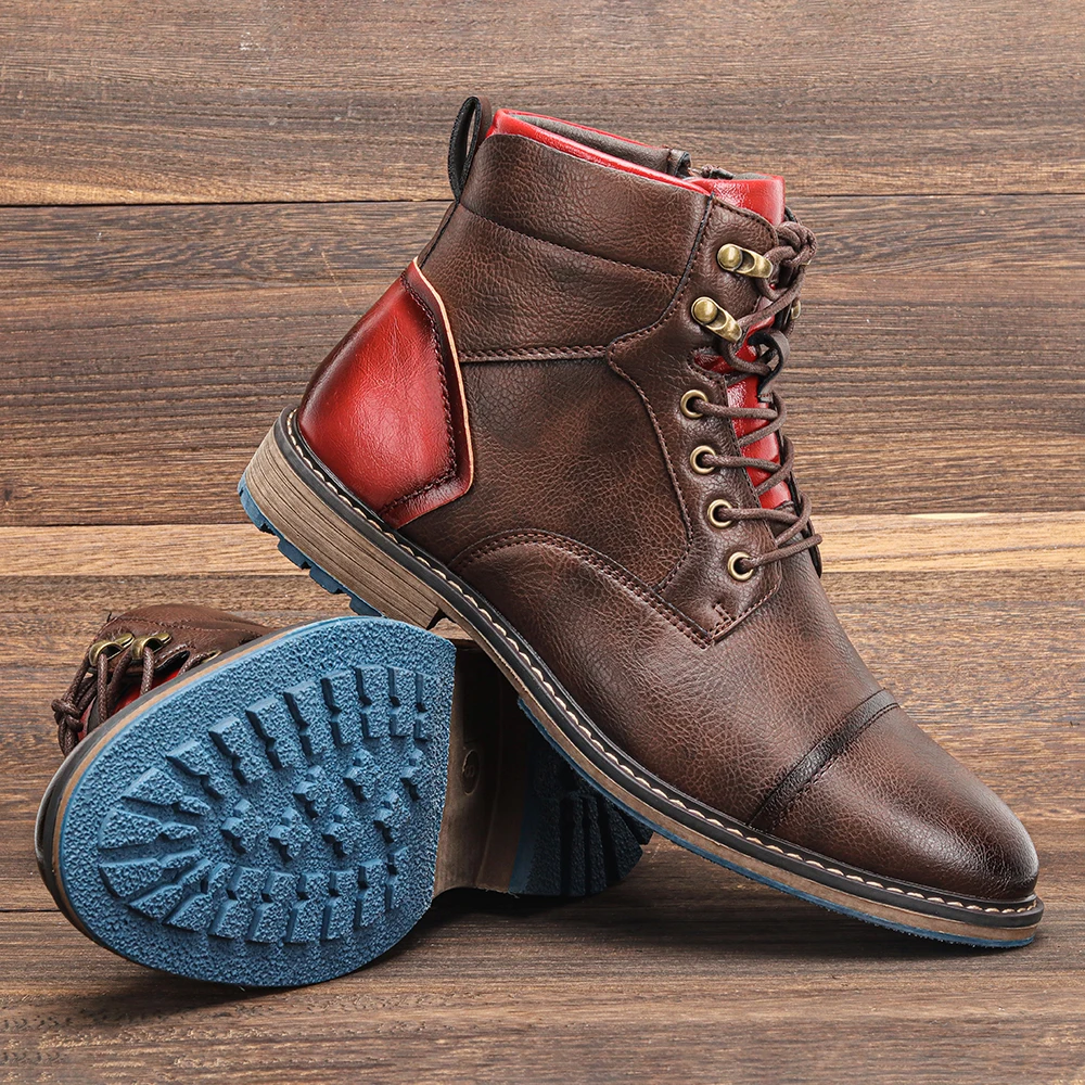 Size 7~13 Retro Men Boots 2023 Fashion Comfortable Spring Leather Boots