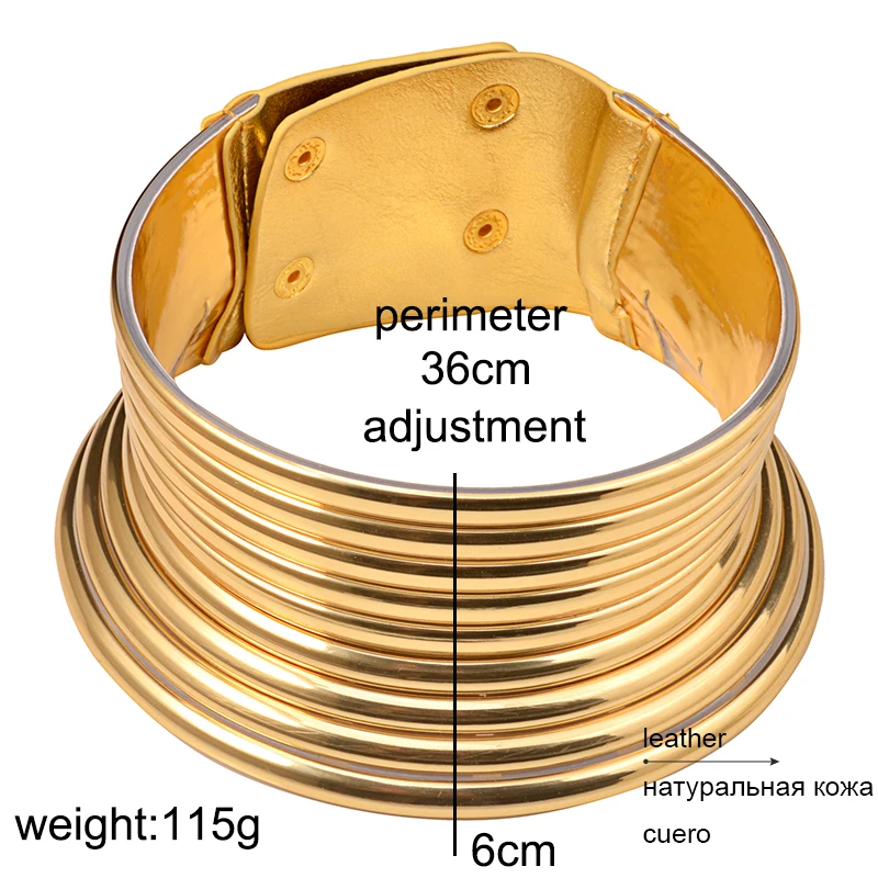 UDDEIN Vintage Statement Choker Necklace & Pendant Gold Color Leather African Jewelry For Women Torques Collar Maxi Necklace Set