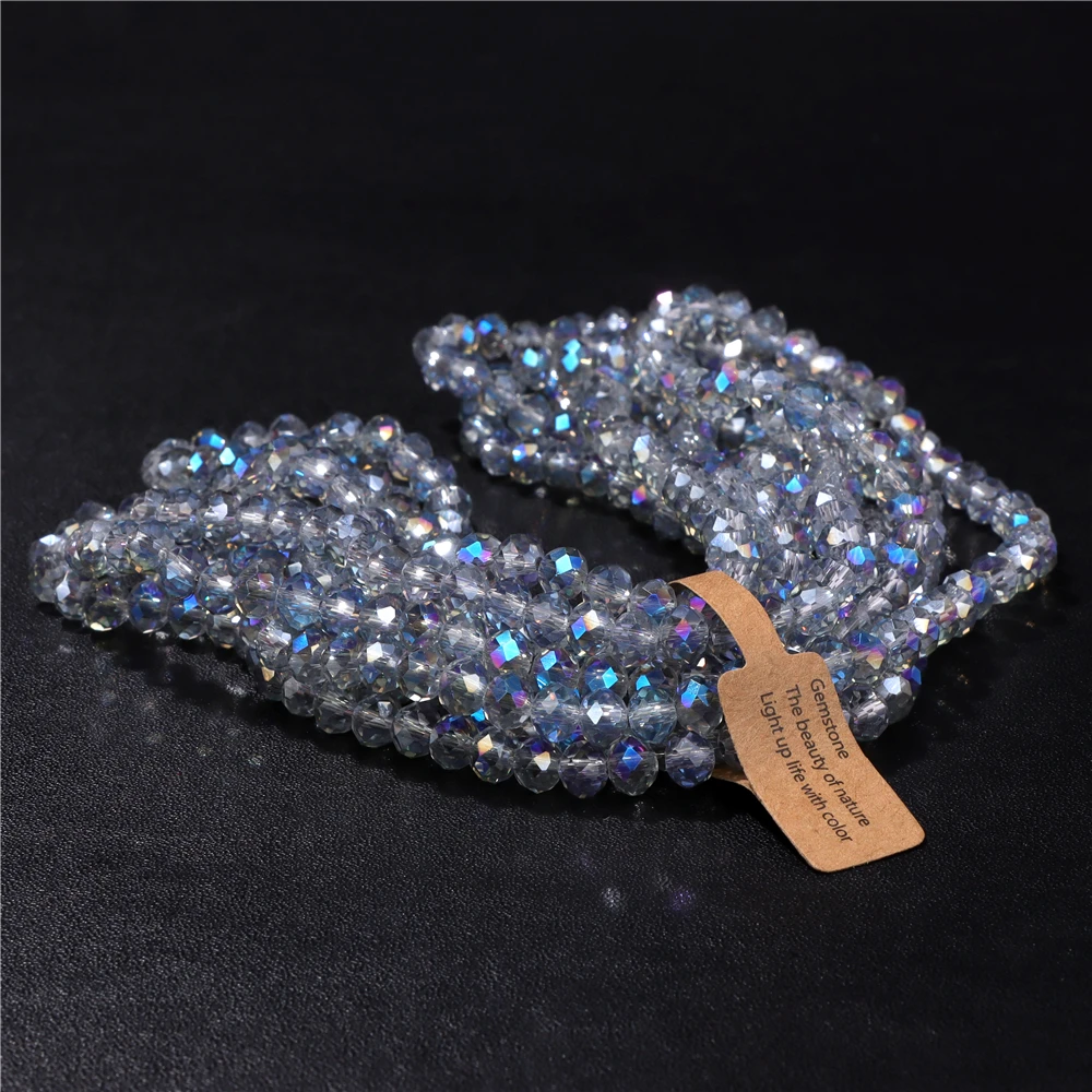 Wholesale 5 strand/lot Faceted Austrian Crystal Bead Rondelle Loose Spacer AB Color Glass Beads For Jewelry Making Accessories