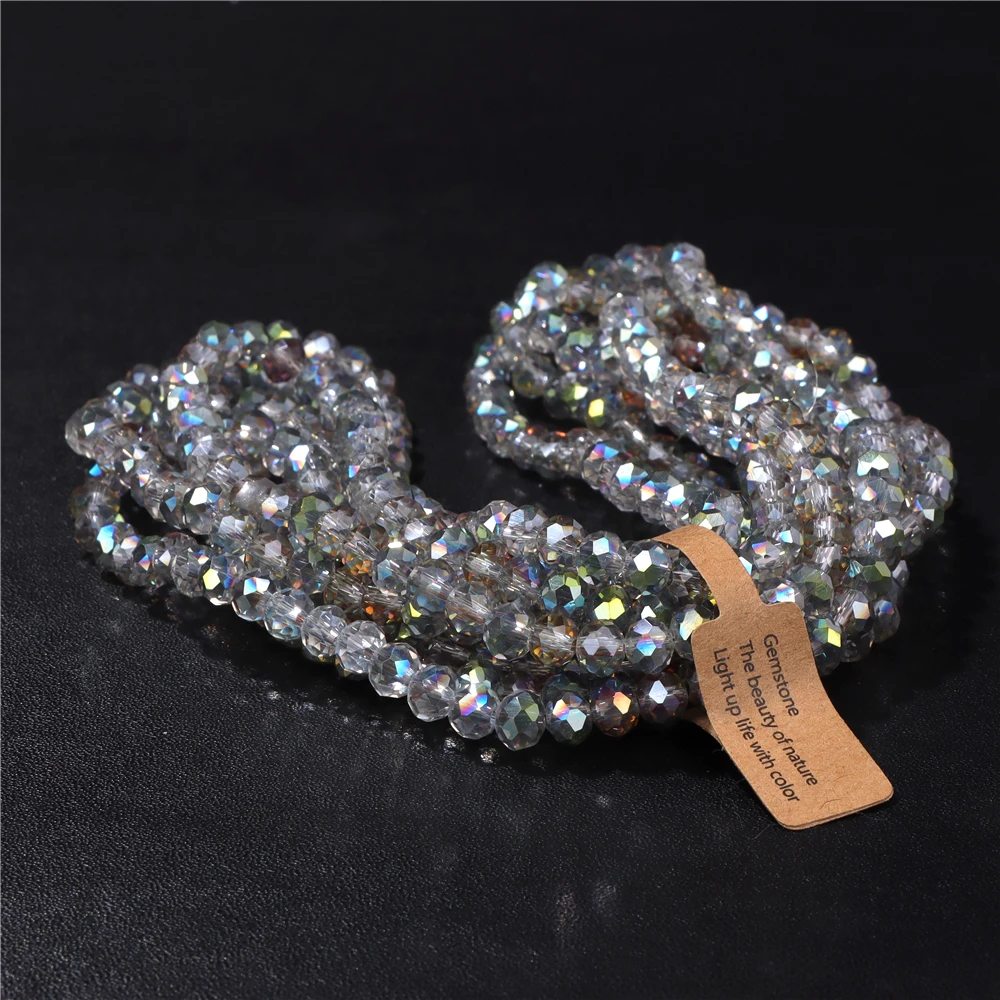 Wholesale 5 strand/lot Faceted Austrian Crystal Bead Rondelle Loose Spacer AB Color Glass Beads For Jewelry Making Accessories