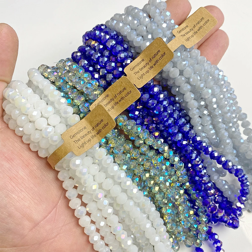 Wholesale 5 strand/lot Faceted Austrian Crystal Bead Rondelle Loose Spacer AB Color Glass Beads For Jewelry Making Accessories