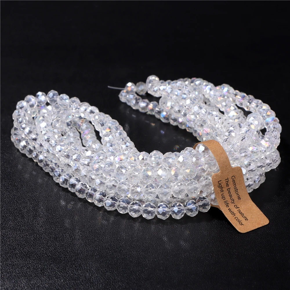 Wholesale 5 strand/lot Faceted Austrian Crystal Bead Rondelle Loose Spacer AB Color Glass Beads For Jewelry Making Accessories