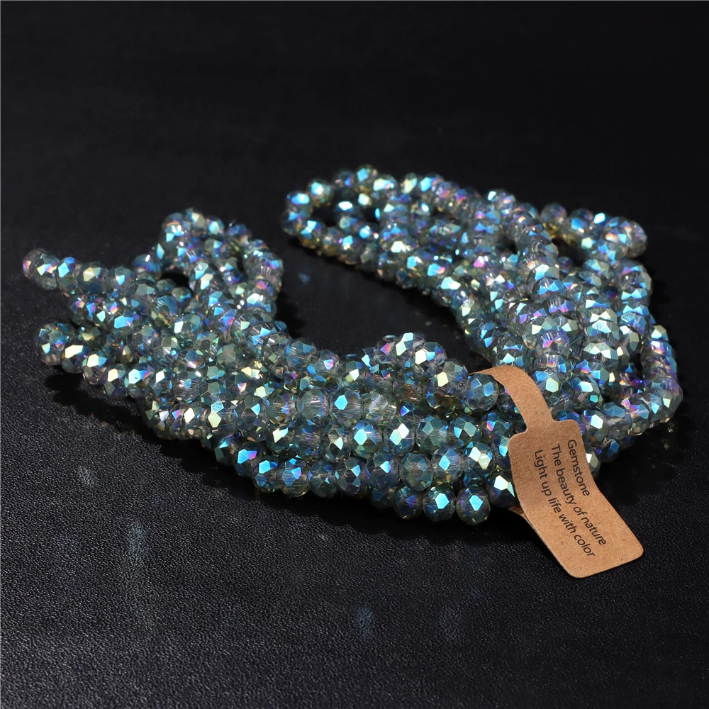 Wholesale 5 strand/lot Faceted Austrian Crystal Bead Rondelle Loose Spacer AB Color Glass Beads For Jewelry Making Accessories