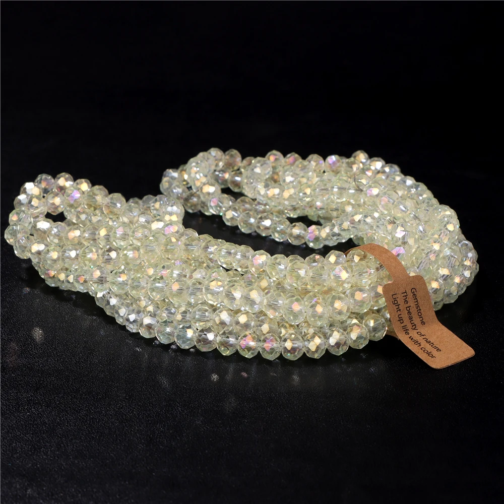 Wholesale 5 strand/lot Faceted Austrian Crystal Bead Rondelle Loose Spacer AB Color Glass Beads For Jewelry Making Accessories
