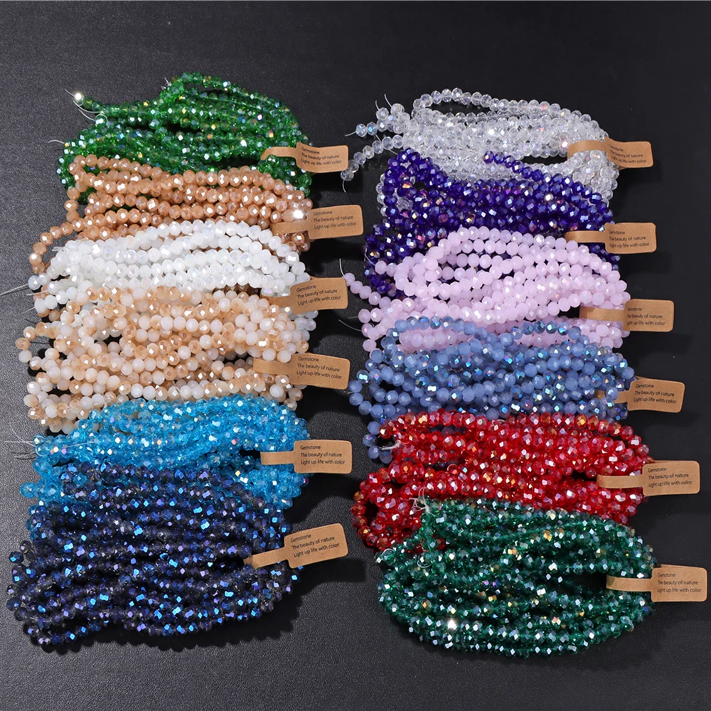 Wholesale 5 strand/lot Faceted Austrian Crystal Bead Rondelle Loose Spacer AB Color Glass Beads For Jewelry Making Accessories