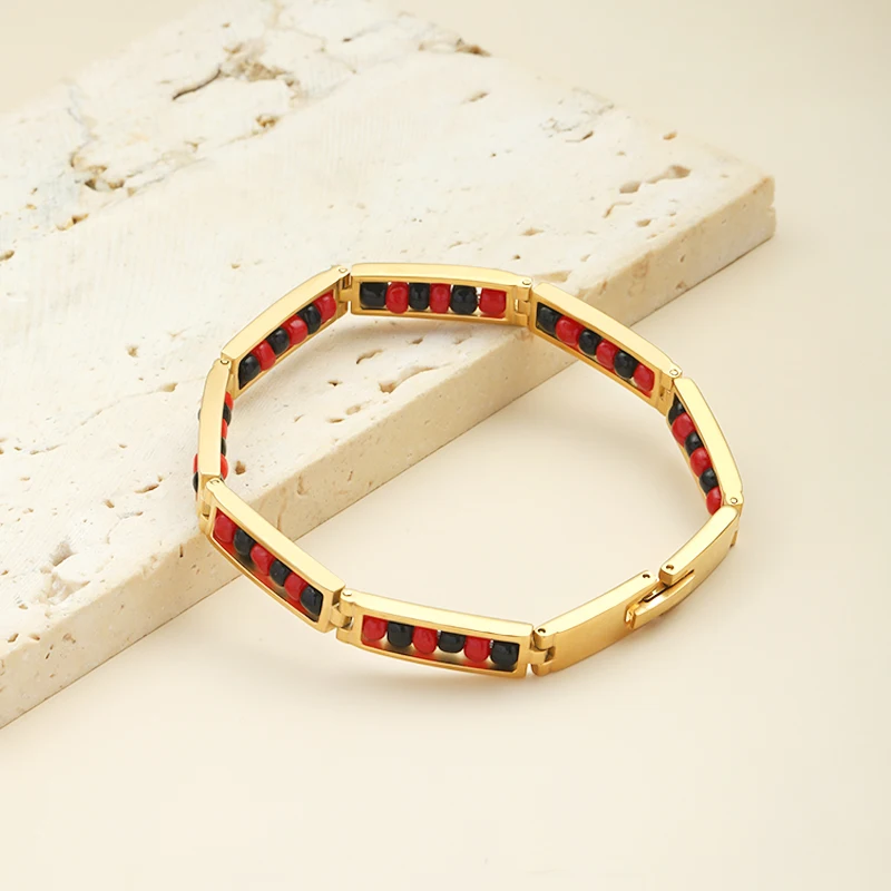 GD Hot Trend Stainless Steel Holiday Devise Lucky Amulet Beads Bangle For Women Trend Couple Bracelet Holiday Gifts