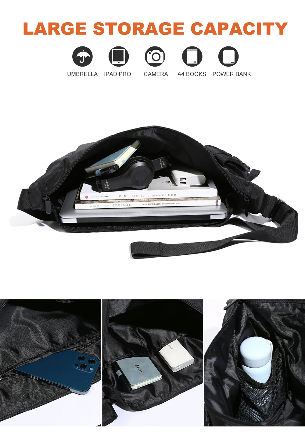 MOYYI INS Korean Style Men Messenger Bags Women Travel Casual Large Hobo Bag Waterproof Nylon Laptop Crossbody Shoulder Bag