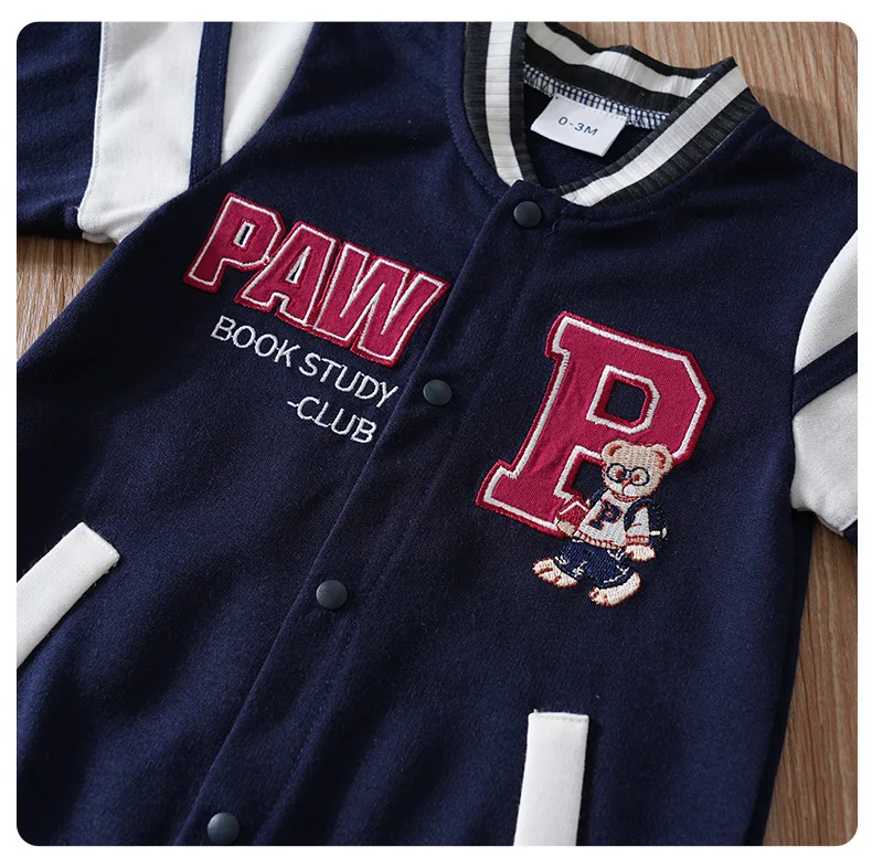 0-18 Baby Jumpsuit Casual Letter Embroidery For Comfortable And Soft Boys And Girls Summer Short Sleeved Newborn Clothes