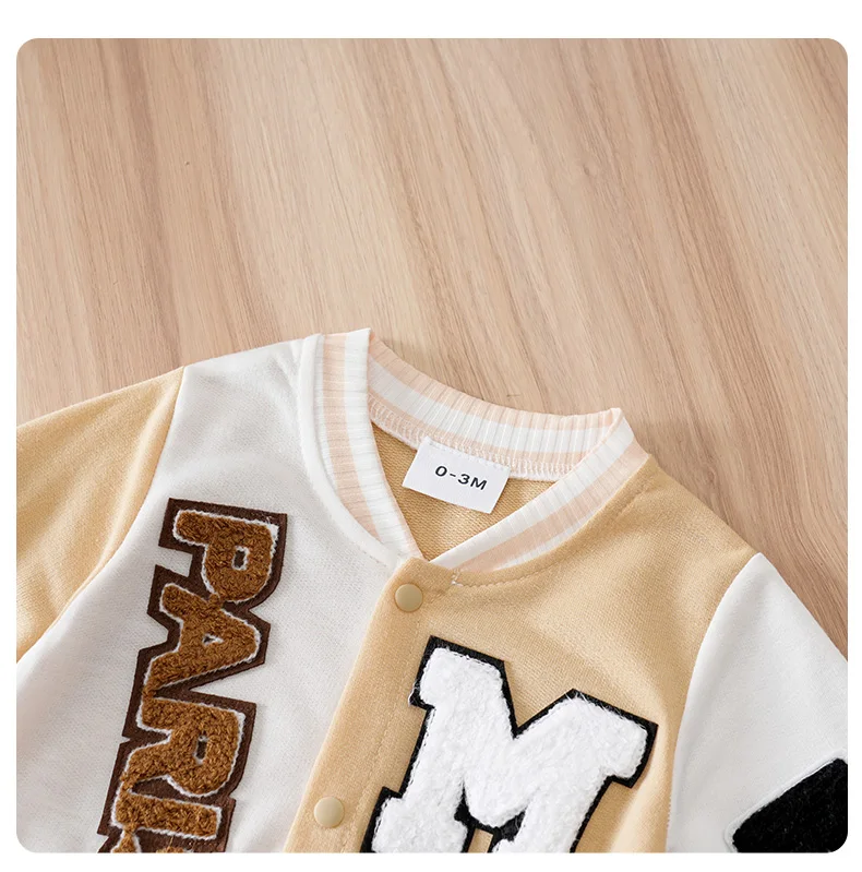 0-18 Baby Jumpsuit Casual Letter Embroidery For Comfortable And Soft Boys And Girls Summer Short Sleeved Newborn Clothes