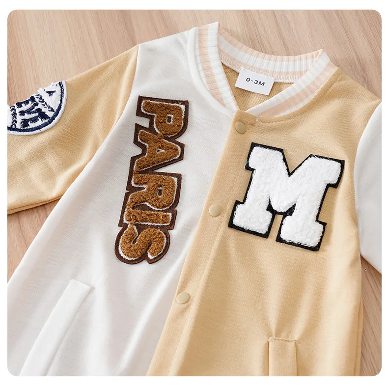 0-18 Baby Jumpsuit Casual Letter Embroidery For Comfortable And Soft Boys And Girls Summer Short Sleeved Newborn Clothes