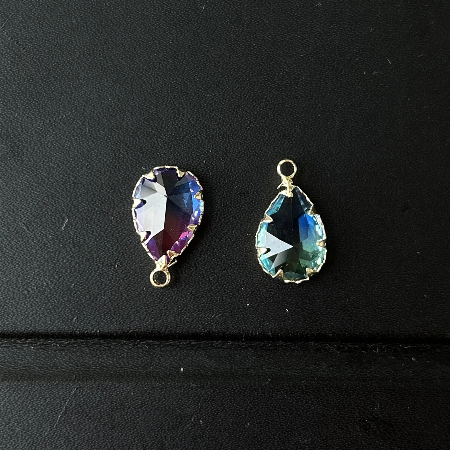 10pcs/lot Copper Colorful Crystal Water Drop Crystal Charms For Jewelry DIY Making Shining Crystal Brass Pendant Accessories