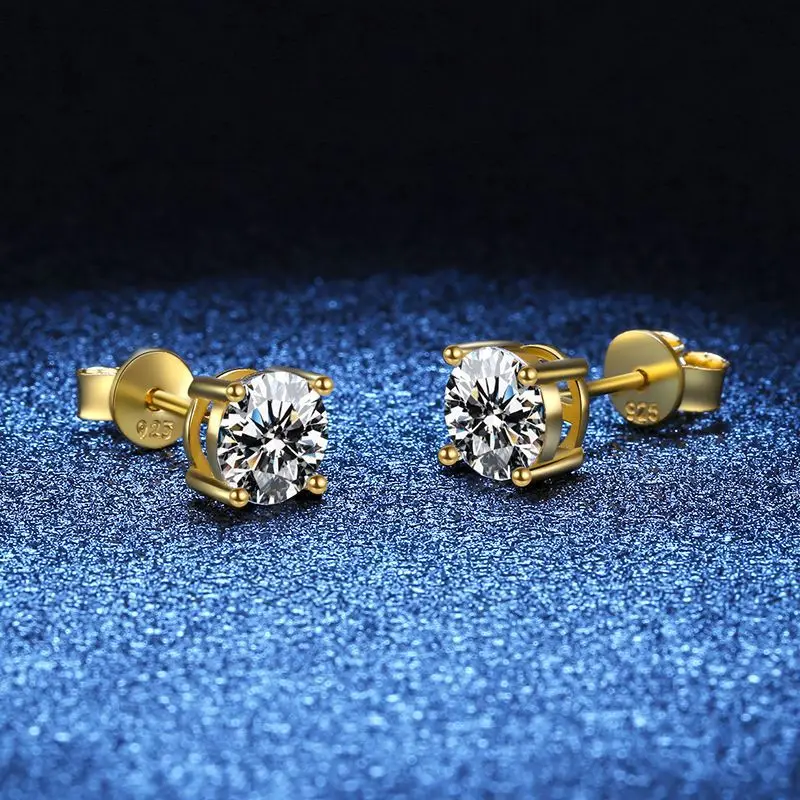 D Color VVS1 Moissanite Square Stud Earrings Women 925 Sterling Silver Moissanita Ear Studs Platinum Finish Pass Diamond Tester