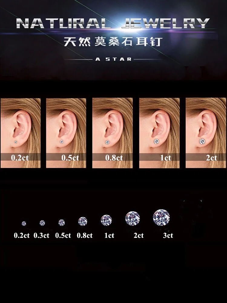 D Color VVS1 Moissanite Square Stud Earrings Women 925 Sterling Silver Moissanita Ear Studs Platinum Finish Pass Diamond Tester
