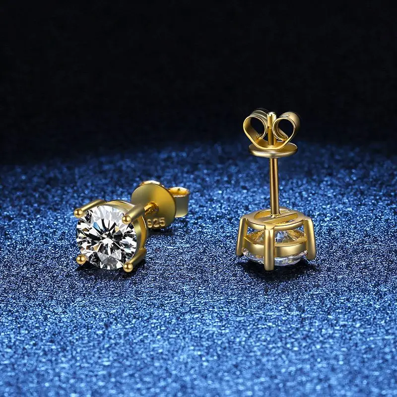D Color VVS1 Moissanite Square Stud Earrings Women 925 Sterling Silver Moissanita Ear Studs Platinum Finish Pass Diamond Tester