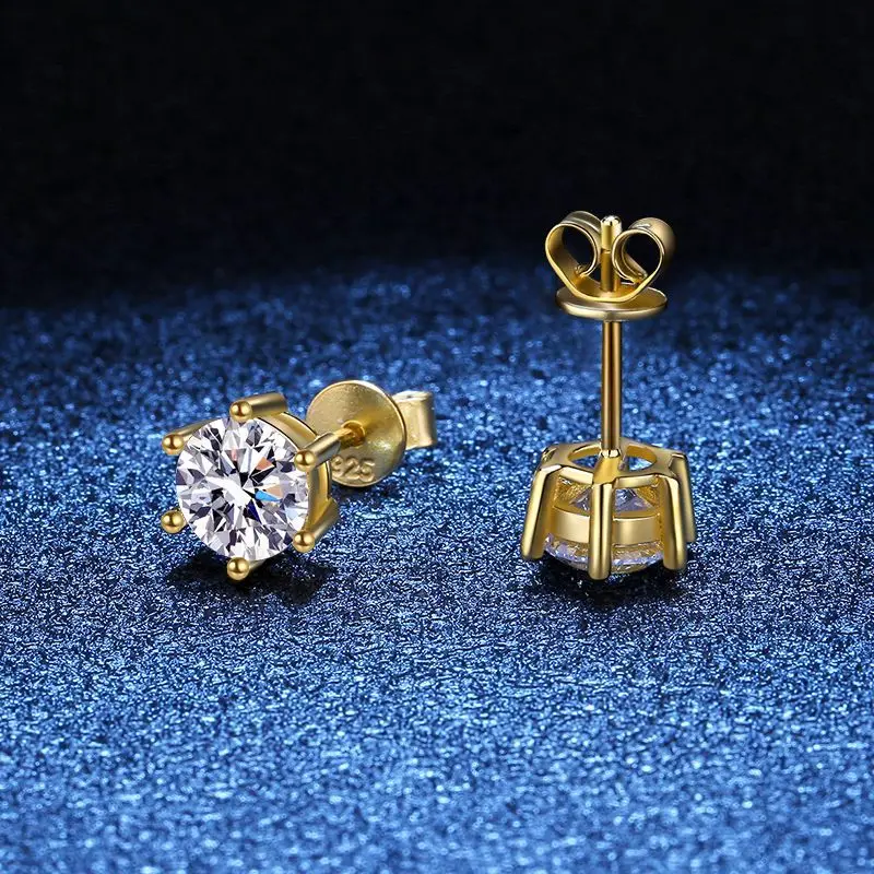 D Color VVS1 Moissanite Square Stud Earrings Women 925 Sterling Silver Moissanita Ear Studs Platinum Finish Pass Diamond Tester
