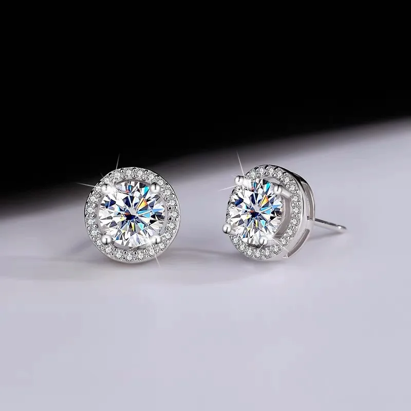 D Color VVS1 Moissanite Square Stud Earrings Women 925 Sterling Silver Moissanita Ear Studs Platinum Finish Pass Diamond Tester