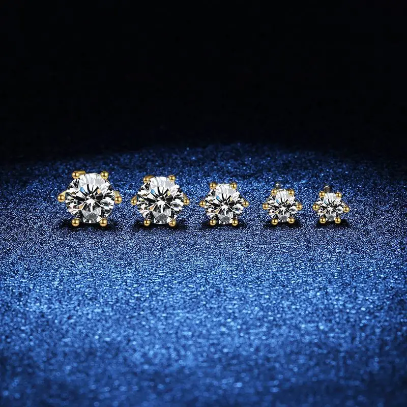 D Color VVS1 Moissanite Square Stud Earrings Women 925 Sterling Silver Moissanita Ear Studs Platinum Finish Pass Diamond Tester