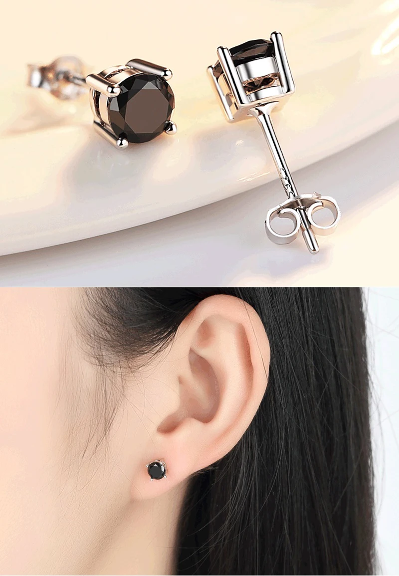 D Color VVS1 Moissanite Square Stud Earrings Women 925 Sterling Silver Moissanita Ear Studs Platinum Finish Pass Diamond Tester