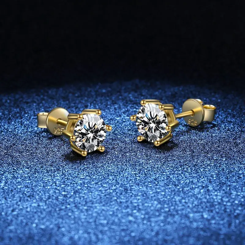 D Color VVS1 Moissanite Square Stud Earrings Women 925 Sterling Silver Moissanita Ear Studs Platinum Finish Pass Diamond Tester