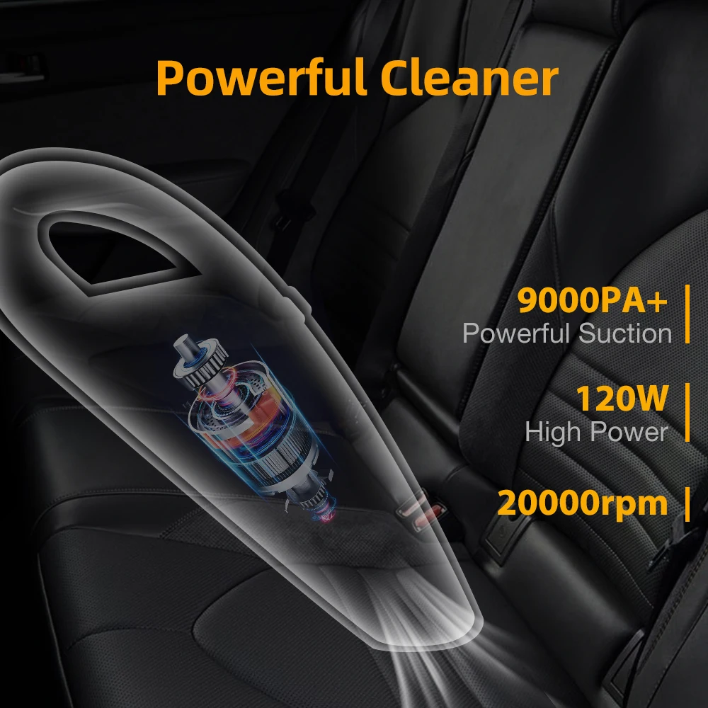 Wireless Vacuum Cleaner Powerful Cyclone Suction Rechargeable Handheld Car Vacuum Cleaner Quick Charge for Car Home Pet Hair