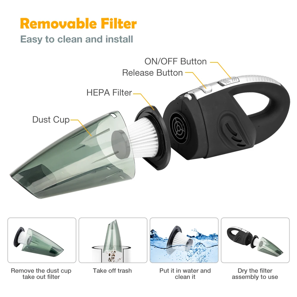 Wireless Vacuum Cleaner Powerful Cyclone Suction Rechargeable Handheld Car Vacuum Cleaner Quick Charge for Car Home Pet Hair