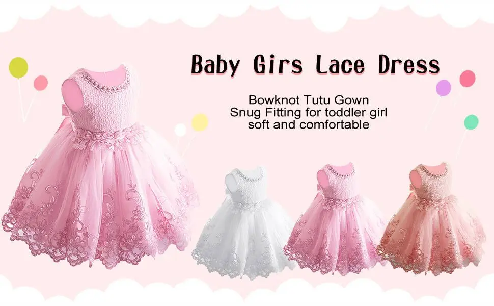 Baby Girls 1 Year Birthday Princess Party Flowers Baptism Dress Infant Embroidery Floral Sleeveless Costume Newborn Kids Clothes