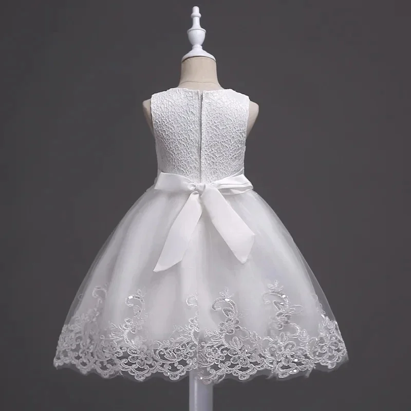 Baby Girls 1 Year Birthday Princess Party Flowers Baptism Dress Infant Embroidery Floral Sleeveless Costume Newborn Kids Clothes