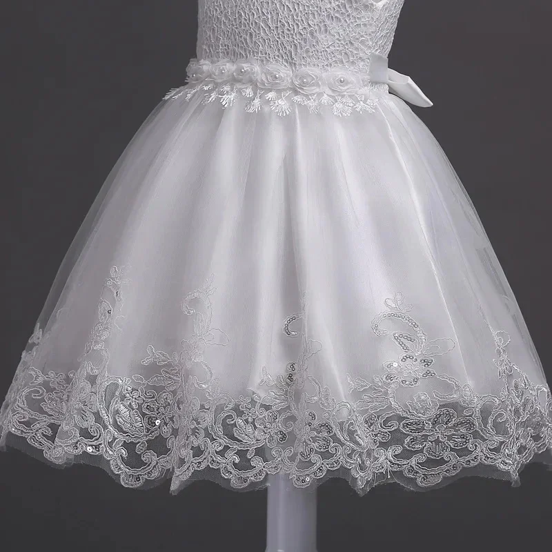 Baby Girls 1 Year Birthday Princess Party Flowers Baptism Dress Infant Embroidery Floral Sleeveless Costume Newborn Kids Clothes