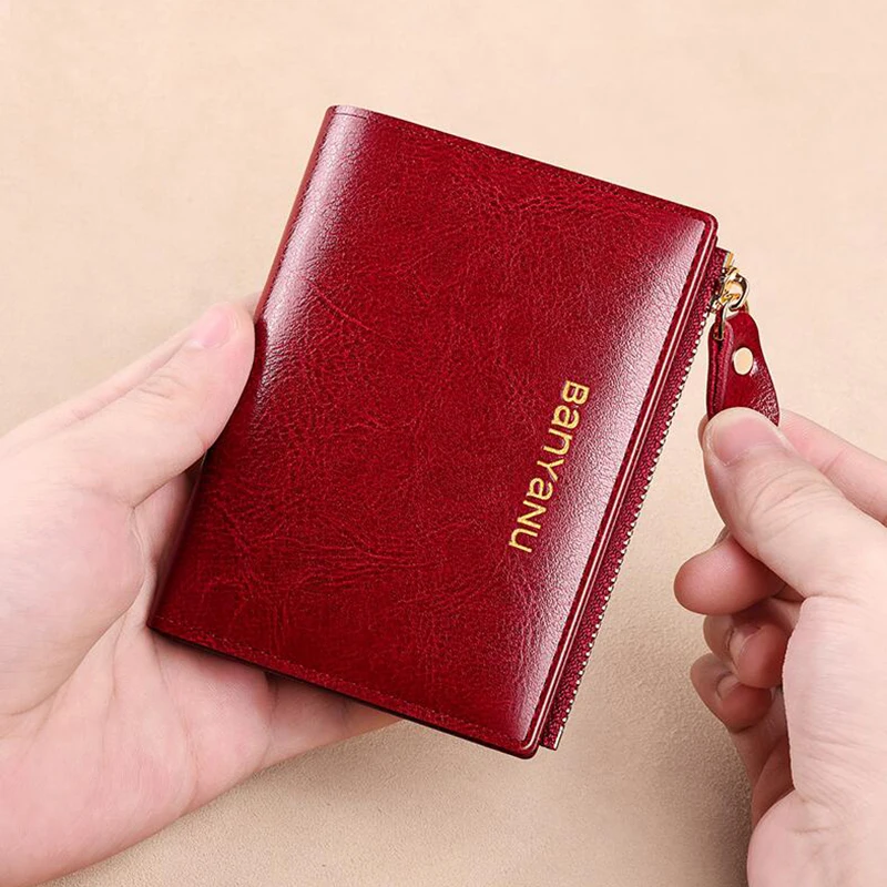 Anti RFID Woman Small Genuine Leather Purse New Design Ultra Thin Coin Wallet for Women Fashion Gifts