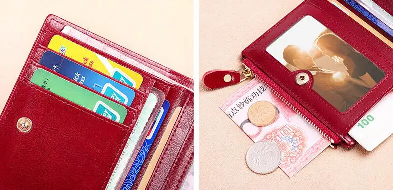 Anti RFID Woman Small Genuine Leather Purse New Design Ultra Thin Coin Wallet for Women Fashion Gifts