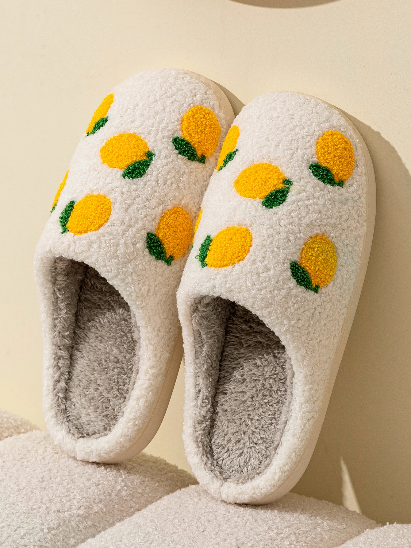 Cute Fruit Women Slippers Winter Indoor Warm Soft Sole Breathable Comfort Anti-slip Bedroom Causal Flat Cotton Shoes
