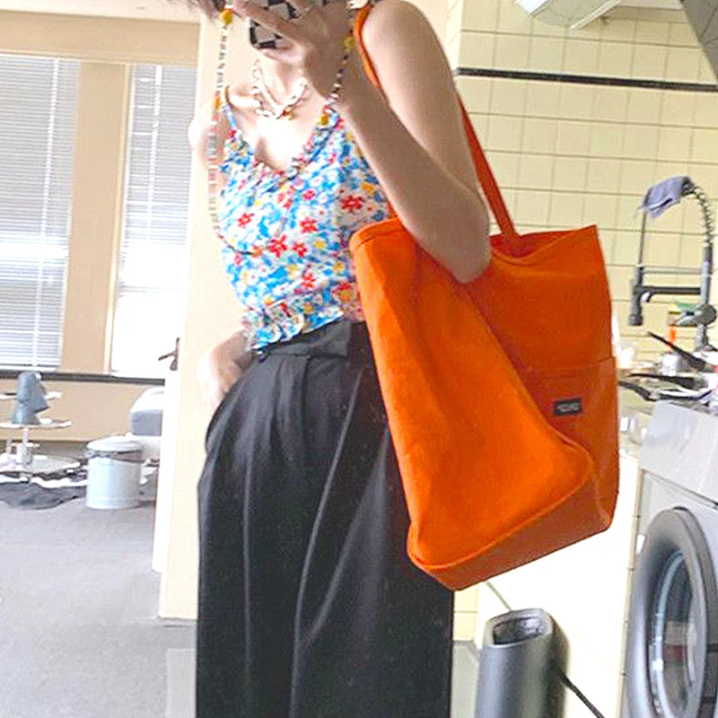 Korean style Canvas Tote Bags For Women Large Capacity Handbag Casual Shoulder Bag Shopping Bag Gilr Purse
