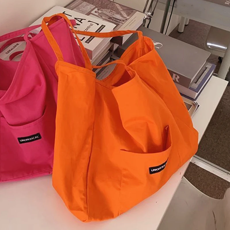 Korean style Canvas Tote Bags For Women Large Capacity Handbag Casual Shoulder Bag Shopping Bag Gilr Purse