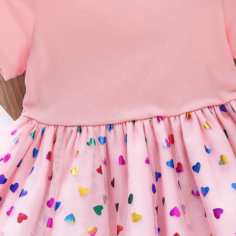 2024 Summer Baby Girls Cartoon Unicorn Dress Cotton Mesh Party Princess Dresses For 2-6 Years Children Kids Clothes