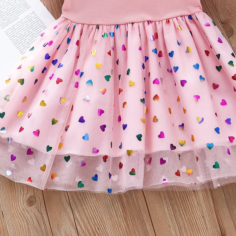 2024 Summer Baby Girls Cartoon Unicorn Dress Cotton Mesh Party Princess Dresses For 2-6 Years Children Kids Clothes