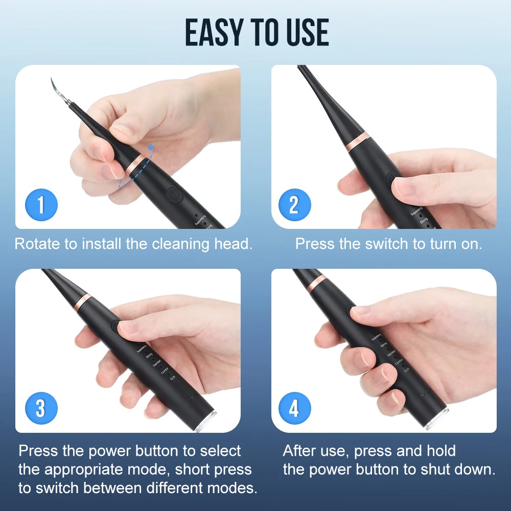 Dental Scaler Ultrasonic Scaler Tooth Cleaner Dental Stone Removal Electric Sonic Plaque Remover for Teeth Stain Tartar