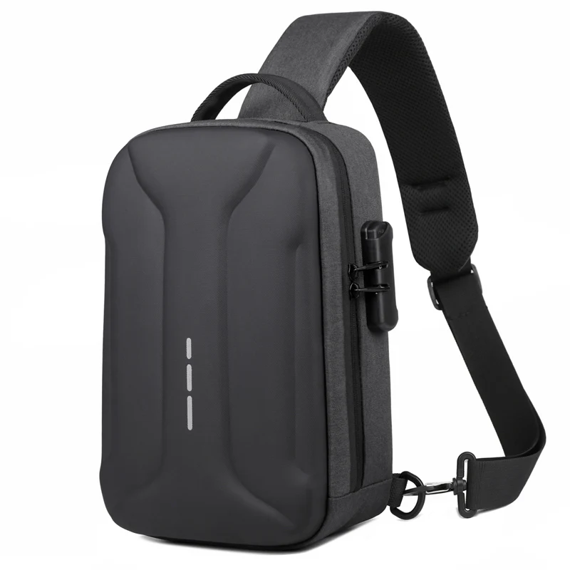 Business Crossbody Bag for Men Oxford Anti-theft Combination Lock Chest Packs Travel Storage Shoulder Bag With USB Charging Port