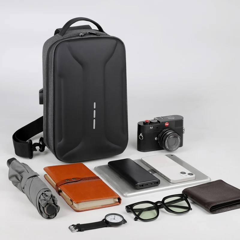 Business Crossbody Bag for Men Oxford Anti-theft Combination Lock Chest Packs Travel Storage Shoulder Bag With USB Charging Port